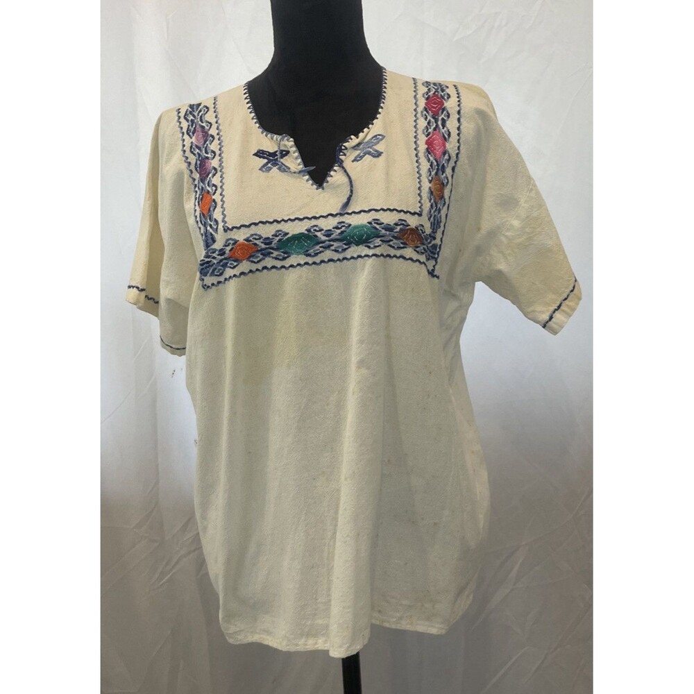 Vintage 60’s handmade blouse with hand embroidery prairie, cottagecore, hippy